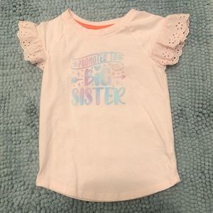 3T Cat & Jack pink screen print “Promoted to Big Sister” ruffle sleeve tee